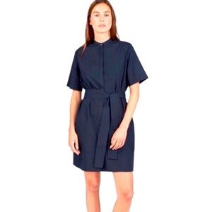 Everlane Navy Button Down Belted Dress